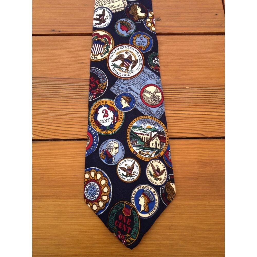 Britches Americana Series Collectors Coins 1891 100% Silk Tie USA Made 3.75"